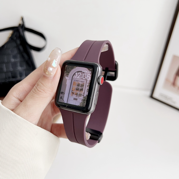 Silicone Rubber Watch Strap For Apple Watch 42mm, 44mm, 45mm, and 49mm, Watch Band Models Compatible for iWatch Series Ultra, SE, SE 2, Series 3,4,5,6,7,8 (Watch Not Included)