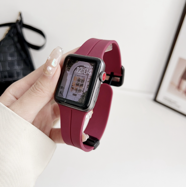 Silicone Rubber Watch Strap For Apple Watch 42mm, 44mm, 45mm, and 49mm, Watch Band Models Compatible for iWatch Series Ultra, SE, SE 2, Series 3,4,5,6,7,8 (Watch Not Included)