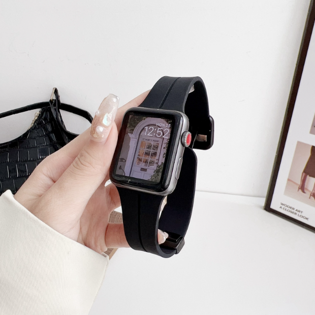 Silicone Rubber Watch Strap For Apple Watch 42mm, 44mm, 45mm, and 49mm, Watch Band Models Compatible for iWatch Series Ultra, SE, SE 2, Series 3,4,5,6,7,8 (Watch Not Included)