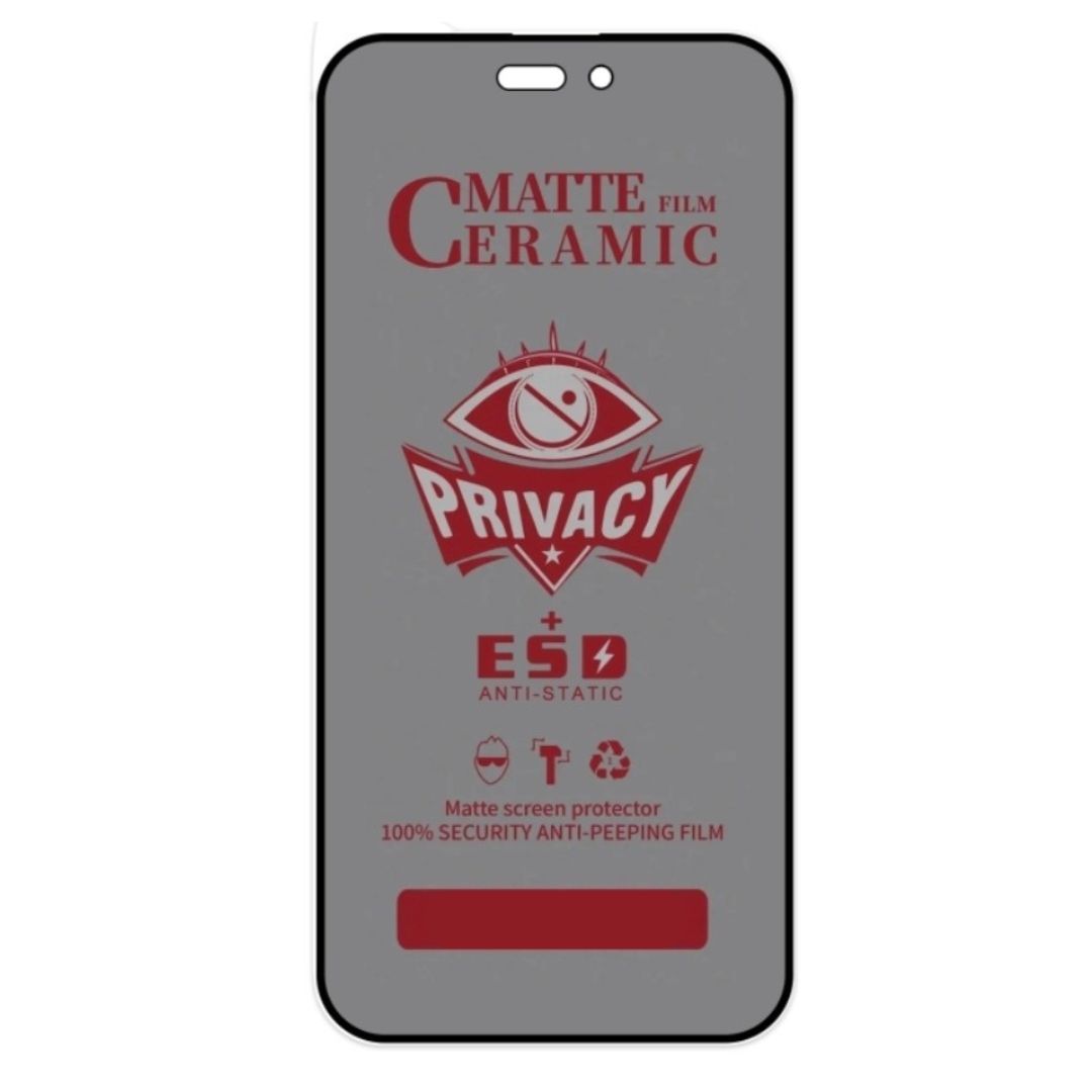 Flexible Ceramic Matte Privacy Film for Apple iPhone 15 Pro, Privacy Anti-Spy Anti-Fingerprint Bendable shock-resistance Ceramic Screen protector for iPhone 15 Pro (Ceramic, NOT GLASS)