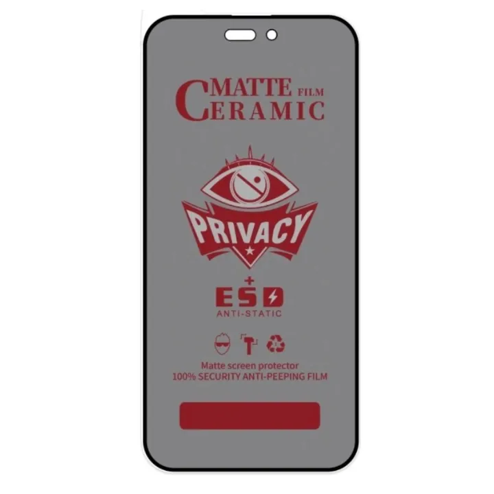 Flexible Ceramic Matte Privacy Film for Apple iPhone 16, Privacy Anti-Spy Anti-Fingerprint Bendable shock-resistance Ceramic Screen protector for iPhone 16 (Ceramic, NOT GLASS)