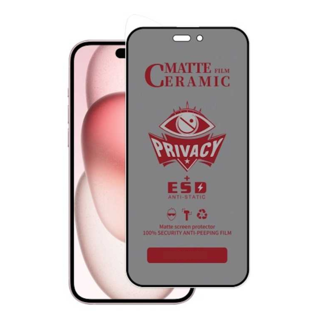 Flexible Ceramic Matte Privacy Film for Apple iPhone 16, Privacy Anti-Spy Anti-Fingerprint Bendable shock-resistance Ceramic Screen protector for iPhone 16 (Ceramic, NOT GLASS)