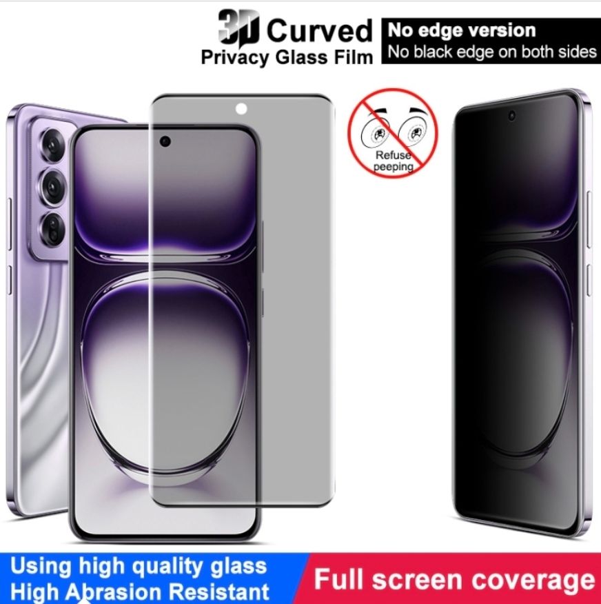 Flexible Ceramic Matte Privacy Film for Reno 12, Privacy Anti-Spy Anti-Fingerprint Bendable shock-resistance Ceramic Screen protector for Oppo Reno12 (Ceramic, NOT GLASS)