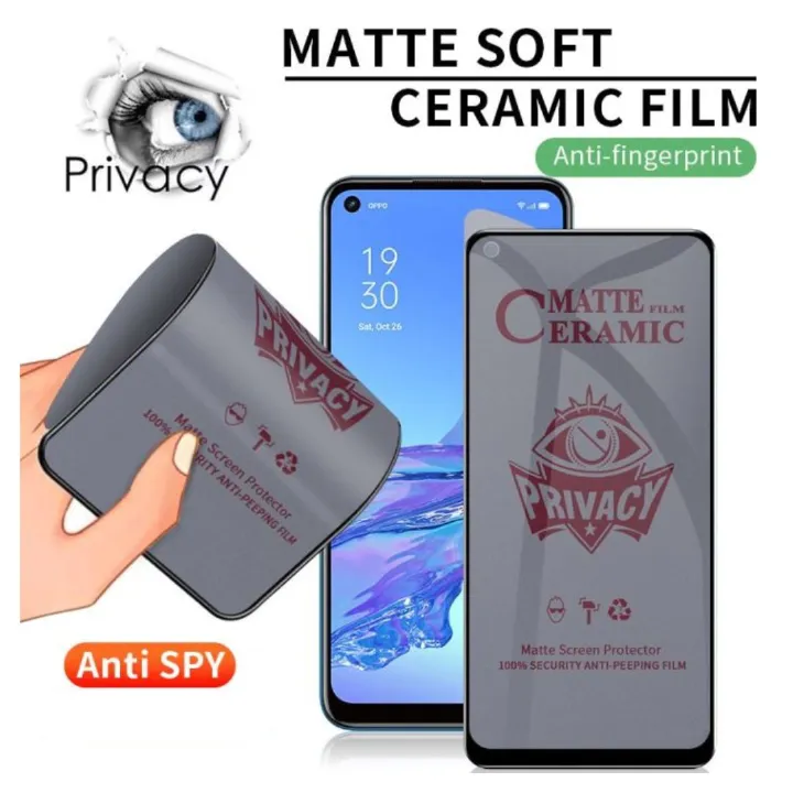 Flexible Ceramic Matte Privacy Film for Reno 8, Privacy Anti-Spy Anti-Fingerprint Bendable shock-resistance Ceramic Screen protector for Oppo Reno8 (Ceramic, NOT GLASS)