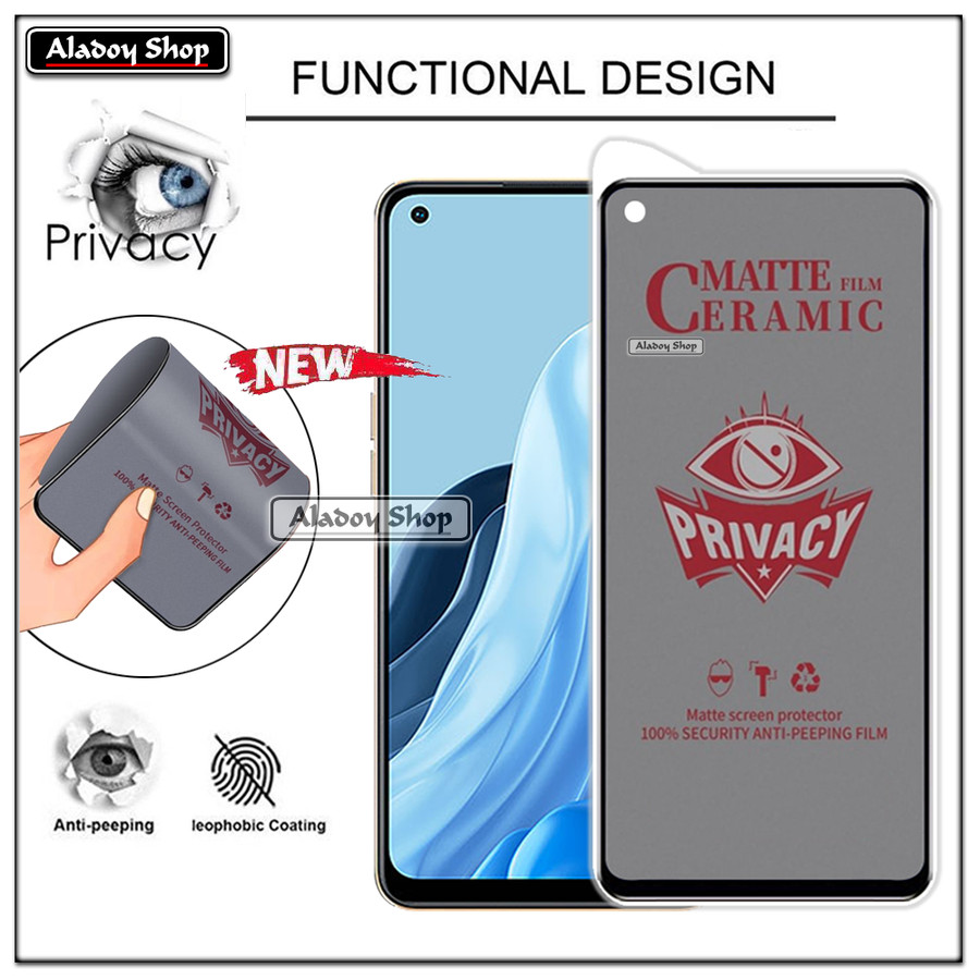 Flexible Ceramic Matte Privacy Film for Reno 8, Privacy Anti-Spy Anti-Fingerprint Bendable shock-resistance Ceramic Screen protector for Oppo Reno8 (Ceramic, NOT GLASS)