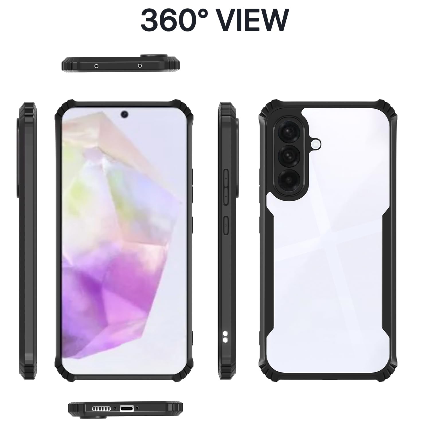 Hybrid Black Border TPU Bumper Case with AirEDGE Technology Crystal Clear Case, Drop protection Smartphone Cover for Samsung Galaxy A36