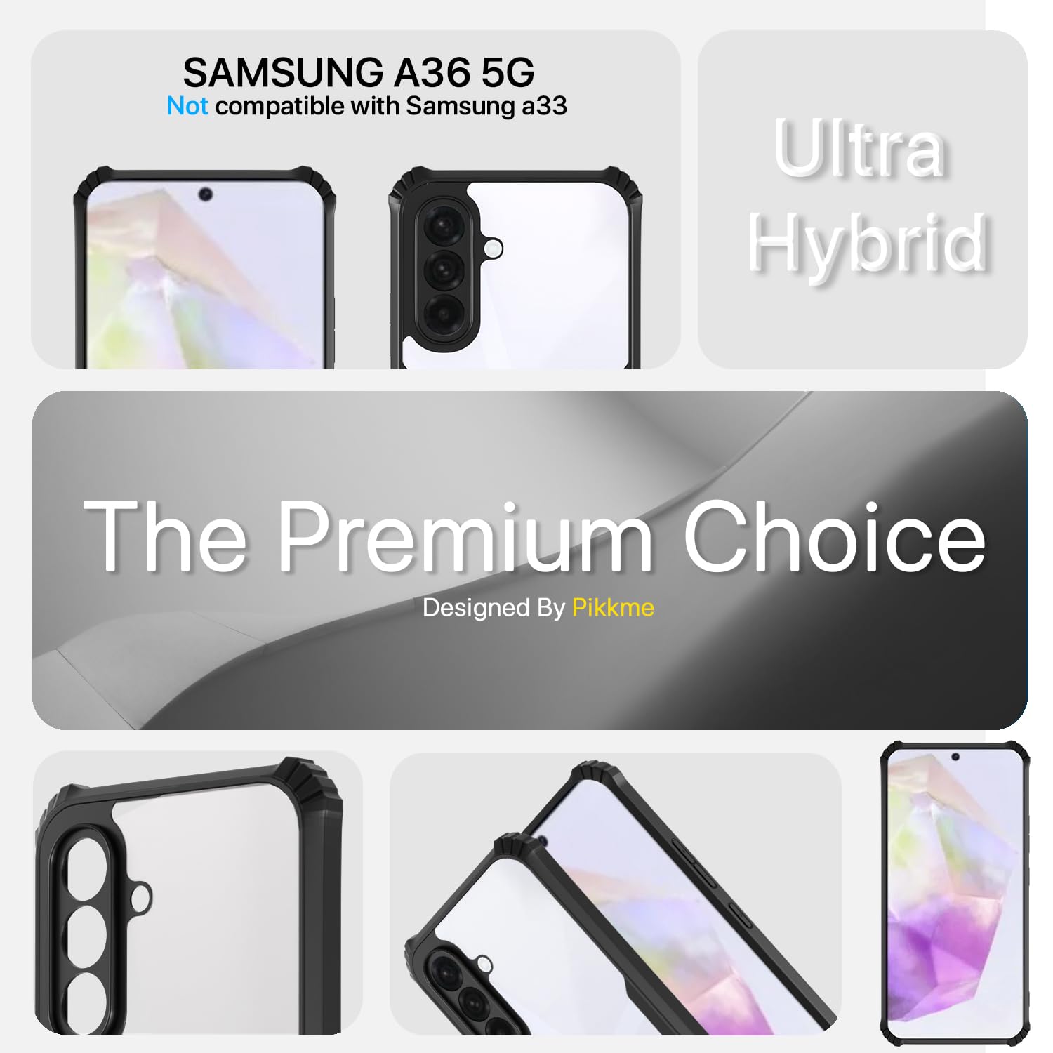 Hybrid Black Border TPU Bumper Case with AirEDGE Technology Crystal Clear Case, Drop protection Smartphone Cover for Samsung Galaxy A36