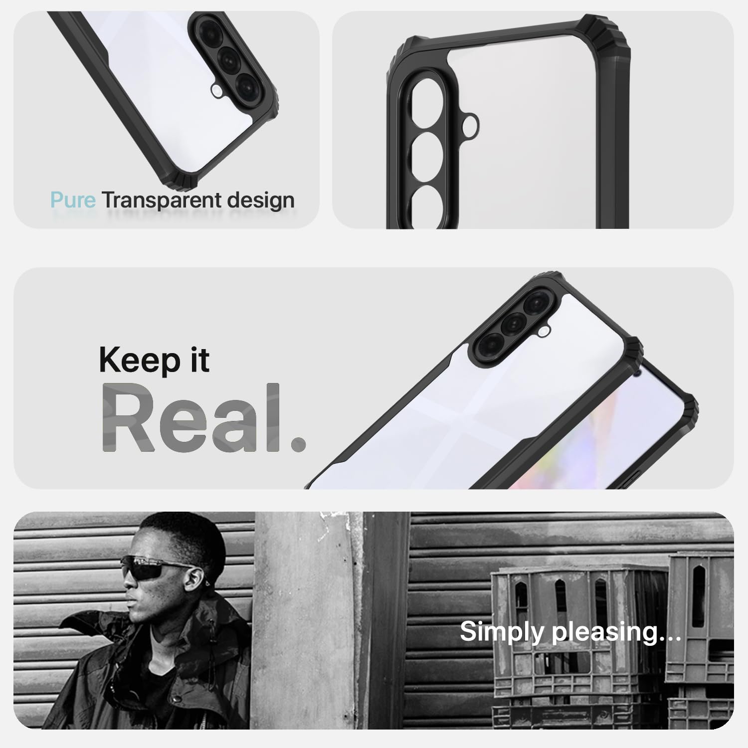 Hybrid Black Border TPU Bumper Case with AirEDGE Technology Crystal Clear Case, Drop protection Smartphone Cover for Samsung Galaxy A36