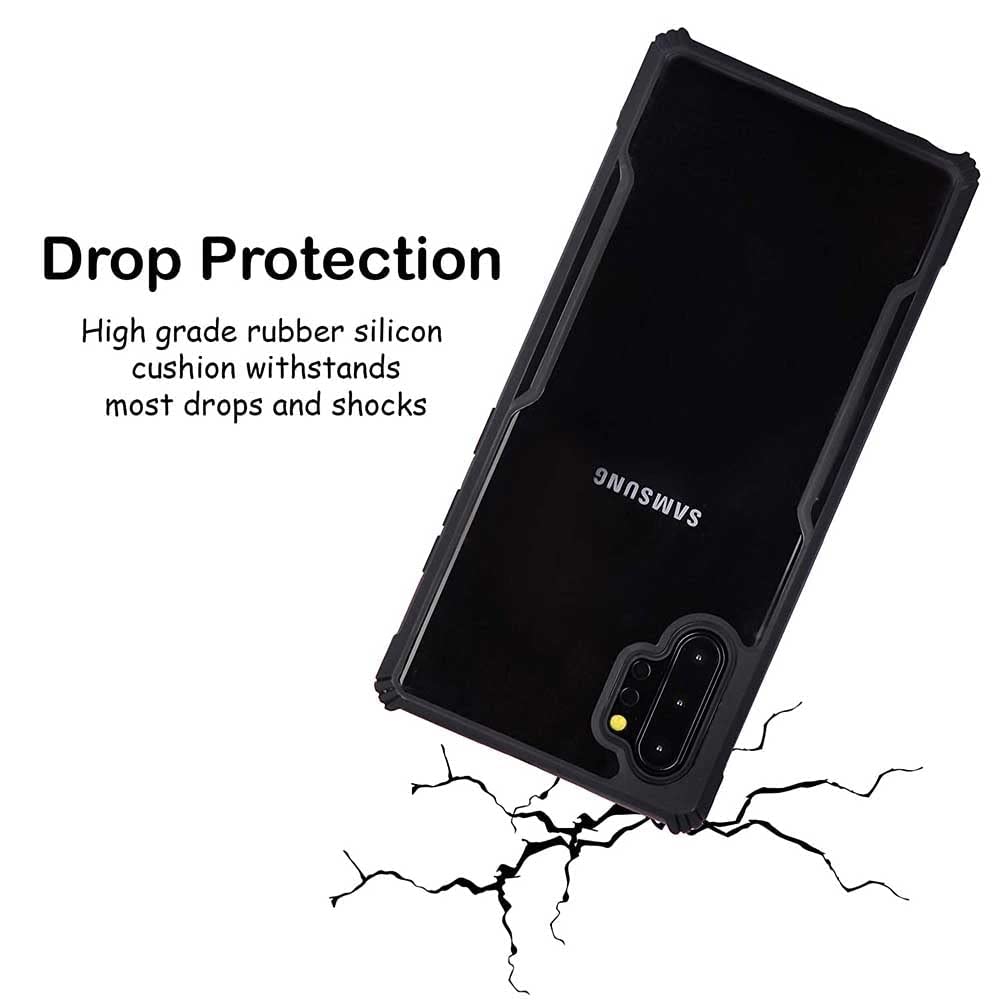 Hybrid Black Border TPU Bumper Case with AirEDGE Technology Crystal Clear Case, Drop protection Smartphone Cover for Samsung Galaxy Note10+ (Samsung Note 10 Plus)