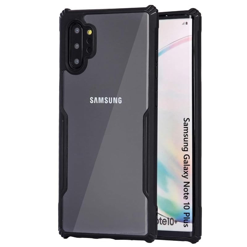 Hybrid Black Border TPU Bumper Case with AirEDGE Technology Crystal Clear Case, Drop protection Smartphone Cover for Samsung Galaxy Note10+ (Samsung Note 10 Plus)