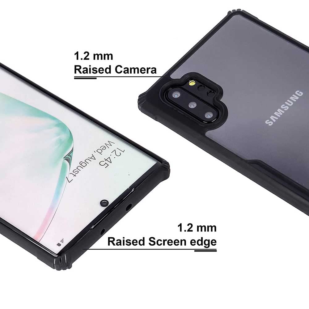 Hybrid Black Border TPU Bumper Case with AirEDGE Technology Crystal Clear Case, Drop protection Smartphone Cover for Samsung Galaxy Note10+ (Samsung Note 10 Plus)