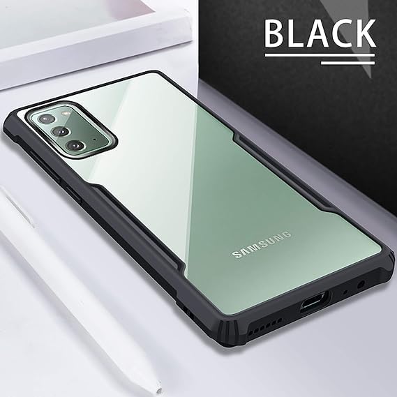 Hybrid Black Border TPU Bumper Case with AirEDGE Technology Crystal Clear Case, Drop protection Smartphone Cover for Samsung Galaxy Note20 (Samsung Note 20)