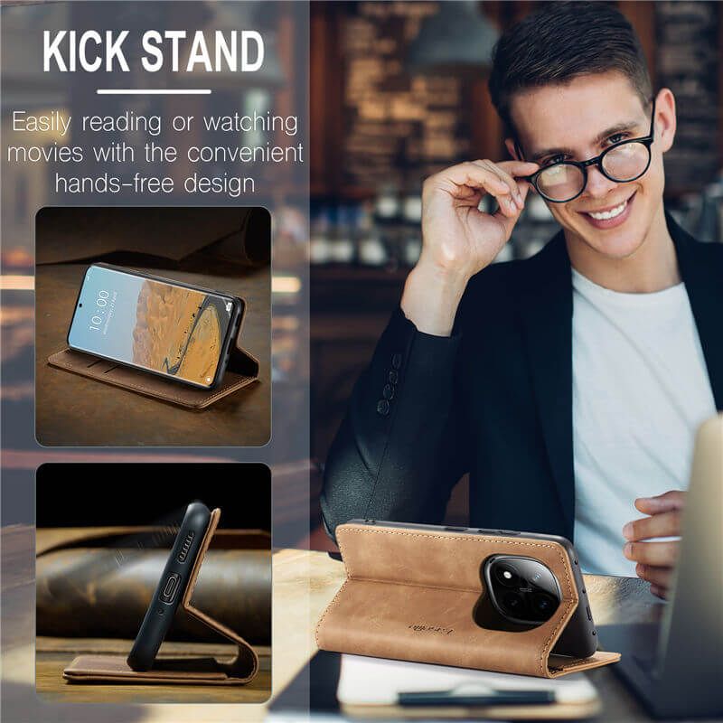 Wallet Retro Leather Kickstand Flip Case with Cash and Card Pockets and Magnetic Closure, All-Round Protection, Cover Case for Xiaomi Redmi Note 14 Pro 4G (Not 5G)