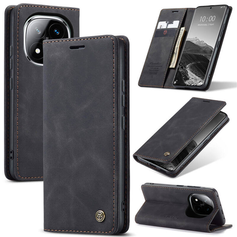 Wallet Retro Leather Kickstand Flip Case with Cash and Card Pockets and Magnetic Closure, All-Round Protection, Cover Case for Xiaomi Redmi Note 14 Pro 4G (Not 5G)