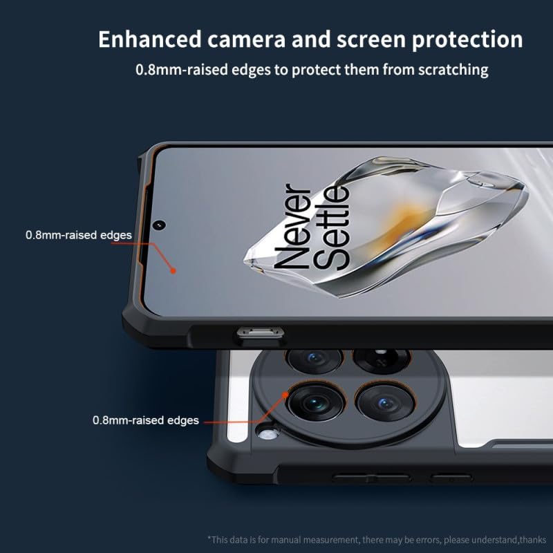 Xundd 4-Corner Airbag Shockproof Bumper Shell Back Transparent Acrylic + TPU Buffer Case Cover for OnePlus 12