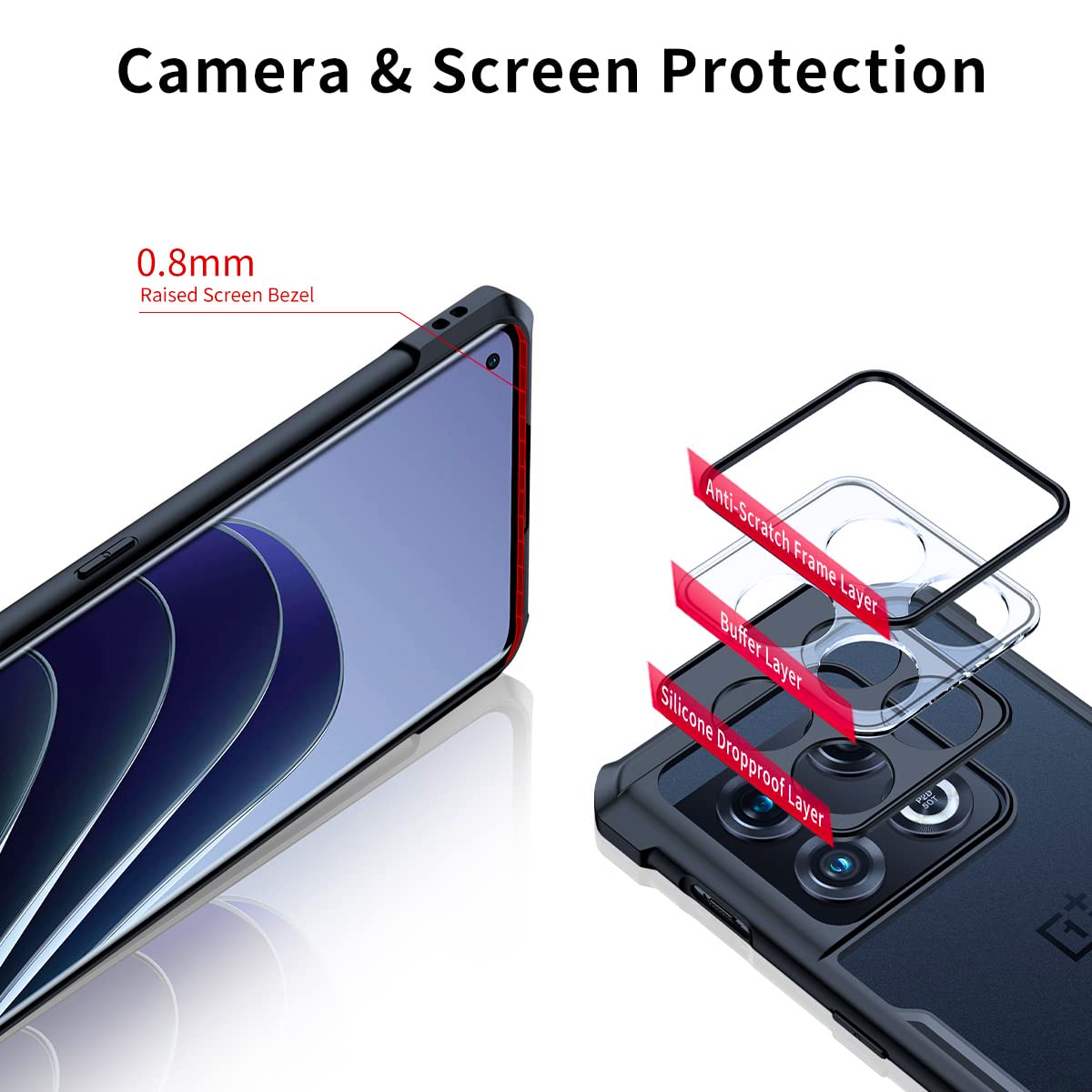 Xundd 4-Corner Airbag Shockproof Bumper Shell Back Transparent Acrylic + TPU Buffer Case Cover for OnePlus 10 Pro