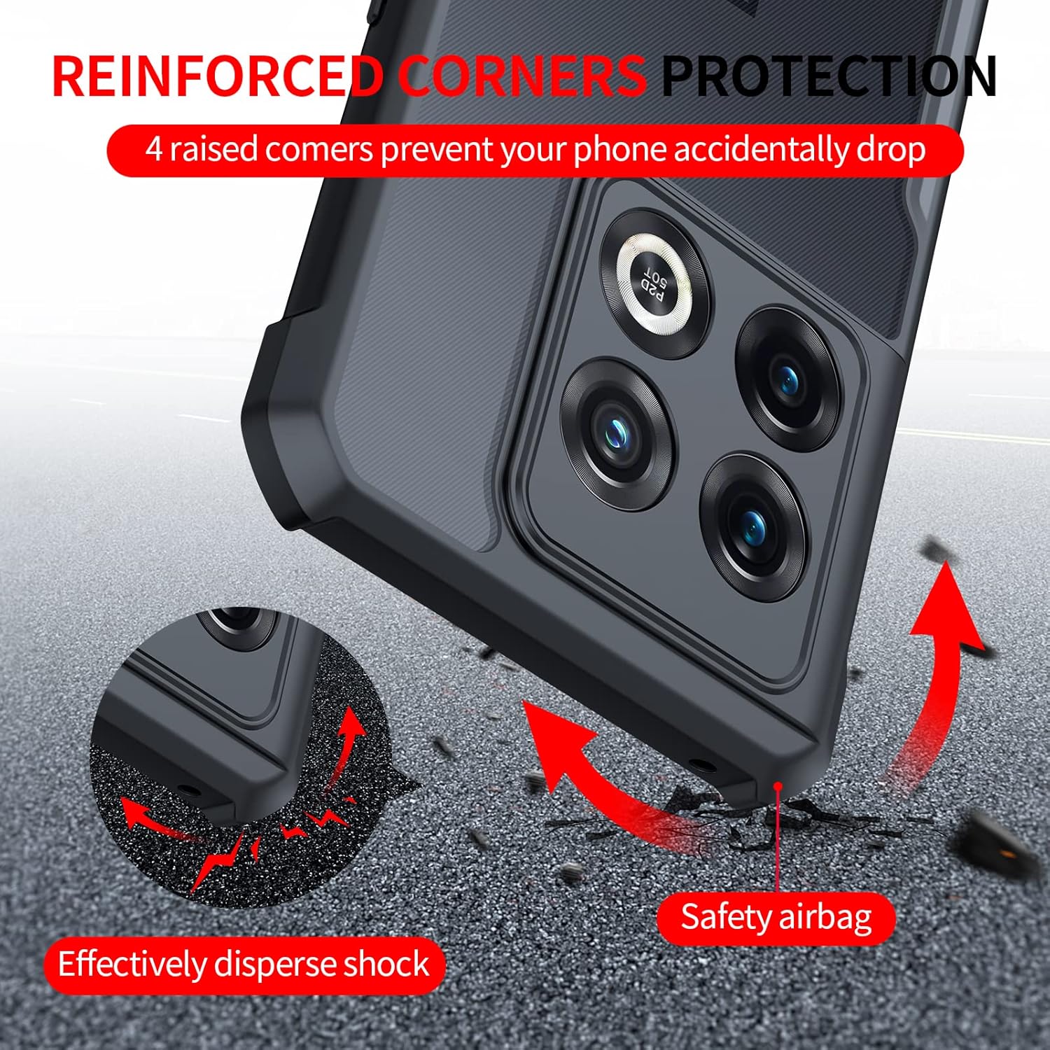 Xundd 4-Corner Airbag Shockproof Bumper Shell Back Transparent Acrylic + TPU Buffer Case Cover for OnePlus 10 Pro
