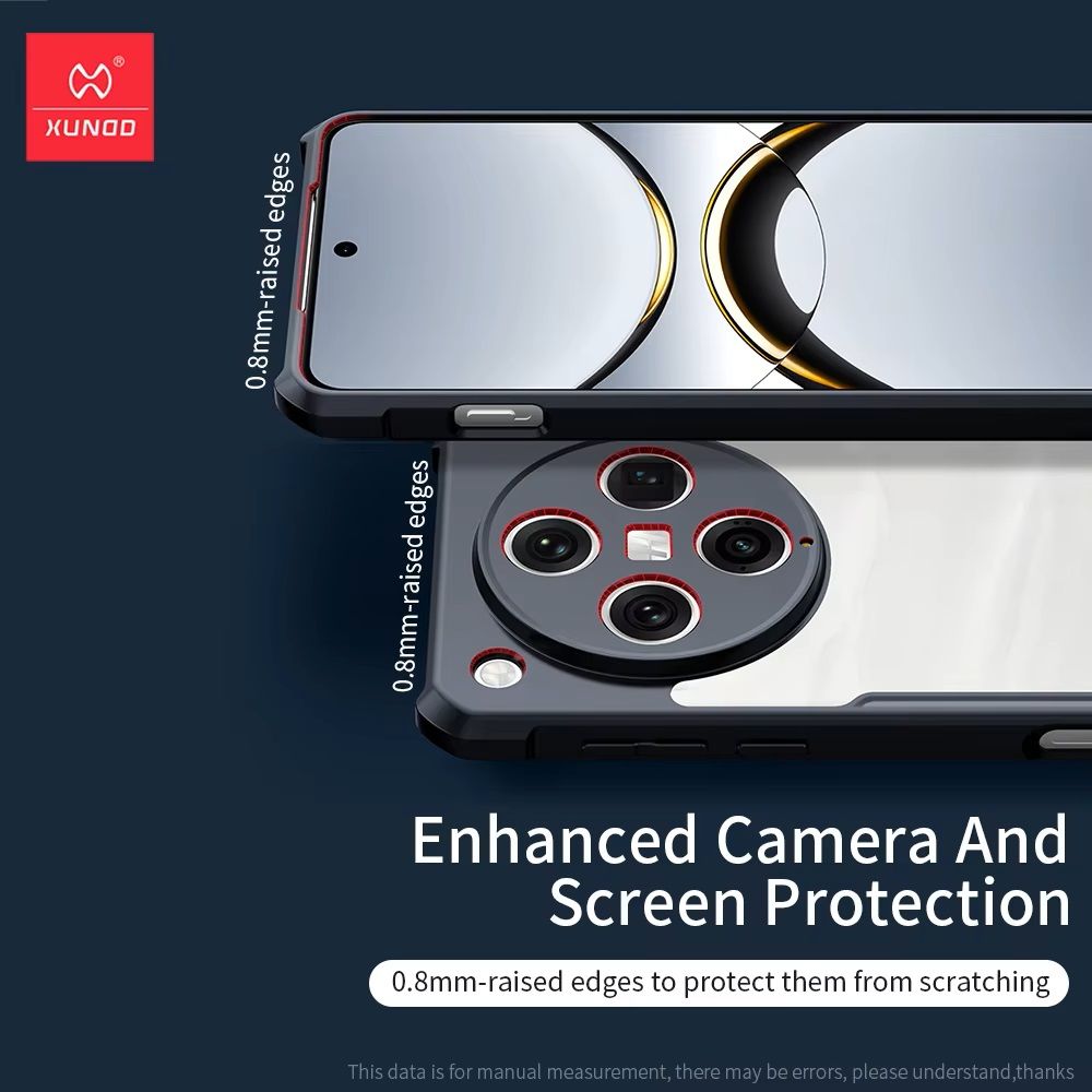 Xundd 4-Corner Airbag Shockproof Bumper Shell Back Transparent Acrylic + TPU Buffer Case Cover for Oppo Find X8