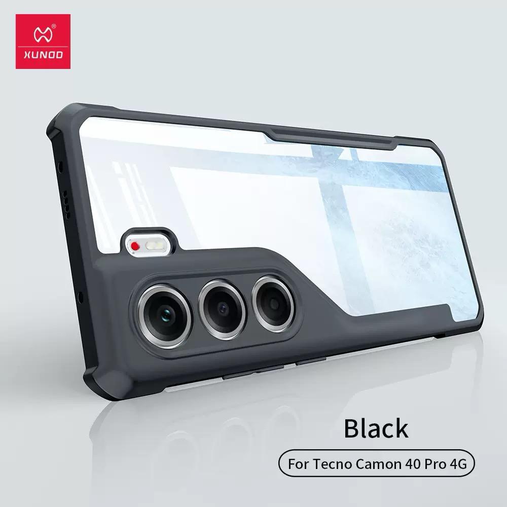 Xundd 4-Corner Airbag Shockproof Bumper Shell Back Transparent Acrylic + TPU Buffer Case Cover for Tecno Camon 40 Pro 4G (Not 5G)