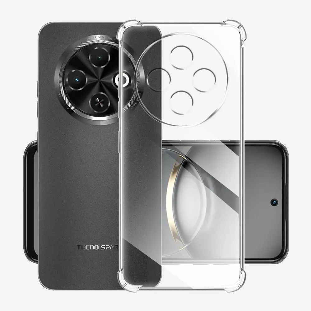 Clear Transparent Shock-absorbing with Bumper TPU Case Cover for Tecno Spark 30C