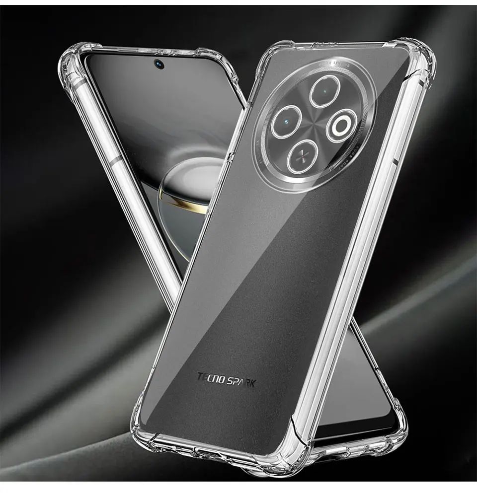 Clear Transparent Shock-absorbing with Bumper TPU Case Cover for Tecno Spark 30C