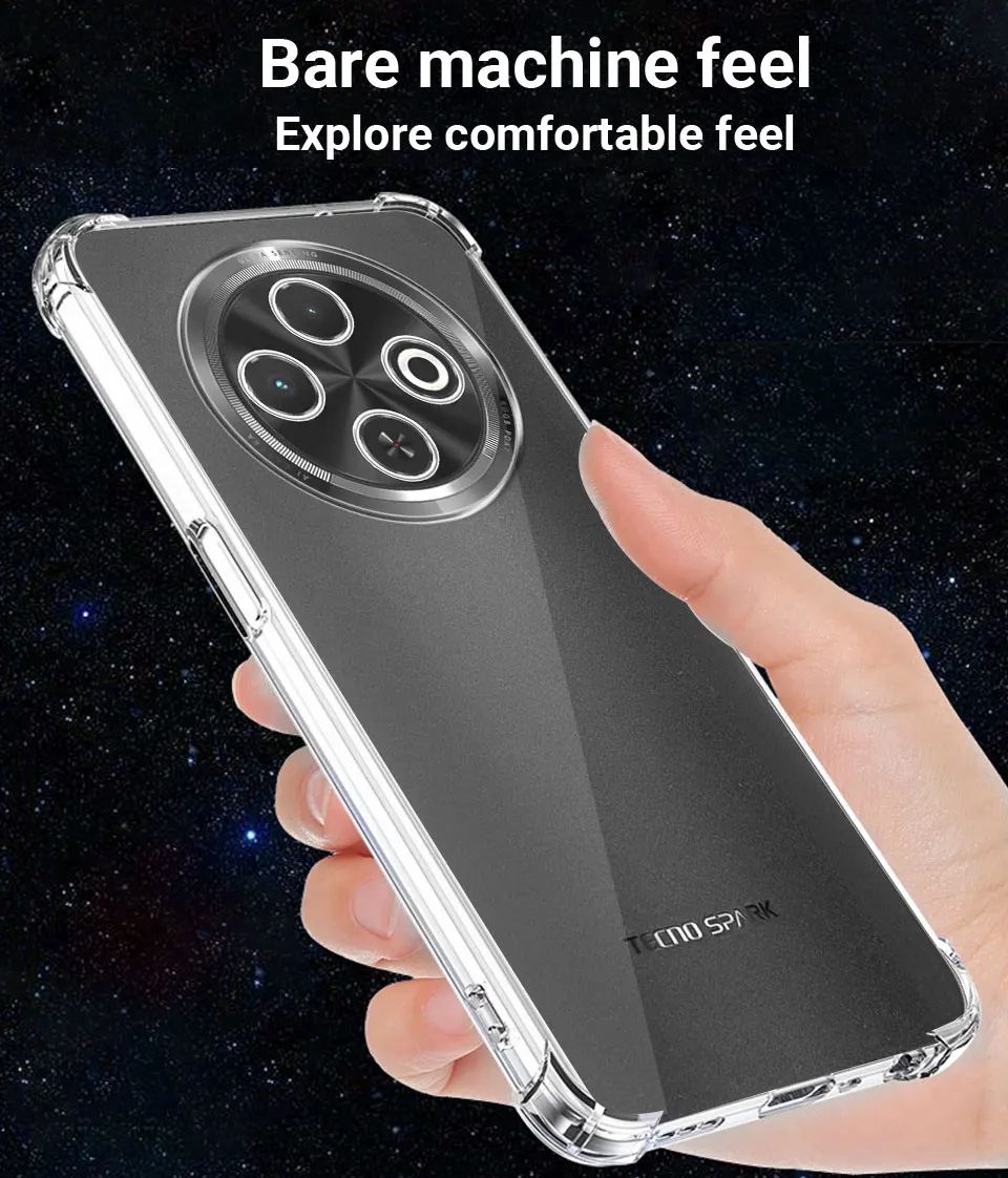 Clear Transparent Shock-absorbing with Bumper TPU Case Cover for Tecno Spark 30C