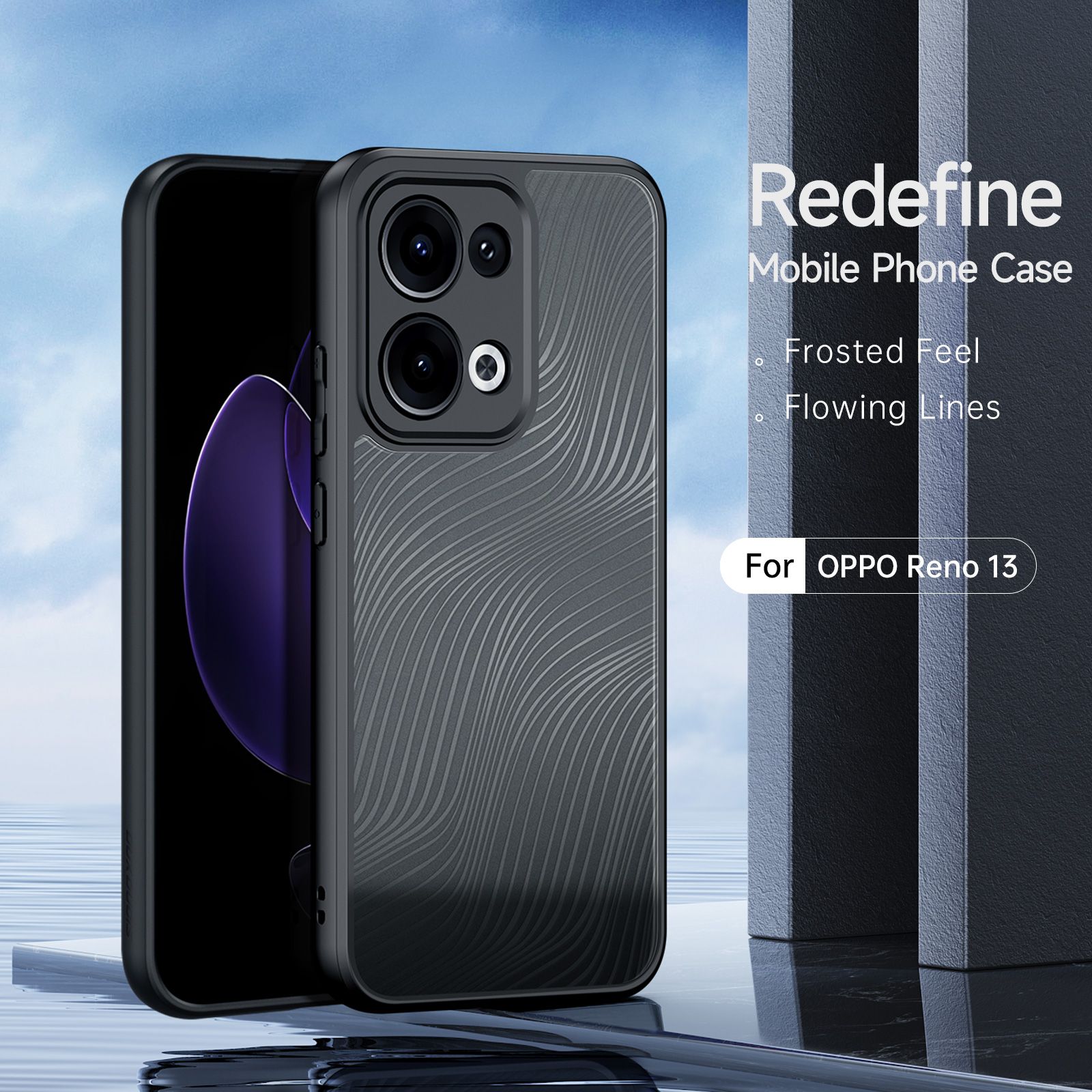 Dux Ducis Aimo Series Back Cover for Oppo Reno13, Flowing Line Luxury Frosted Anti-Fingerprint Translucent Matte Back Case for Oppo Reno 13