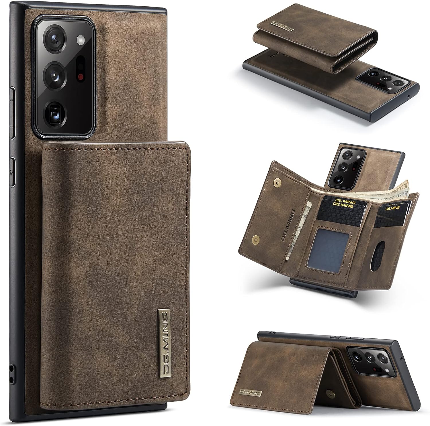 2 in 1 Magnetic Detachable Wallet Cover Case for Samsung Galaxy Note20 Ultra, Slim Leather Case with Removable Tri-fold Wallet Credit Card Cash Holder