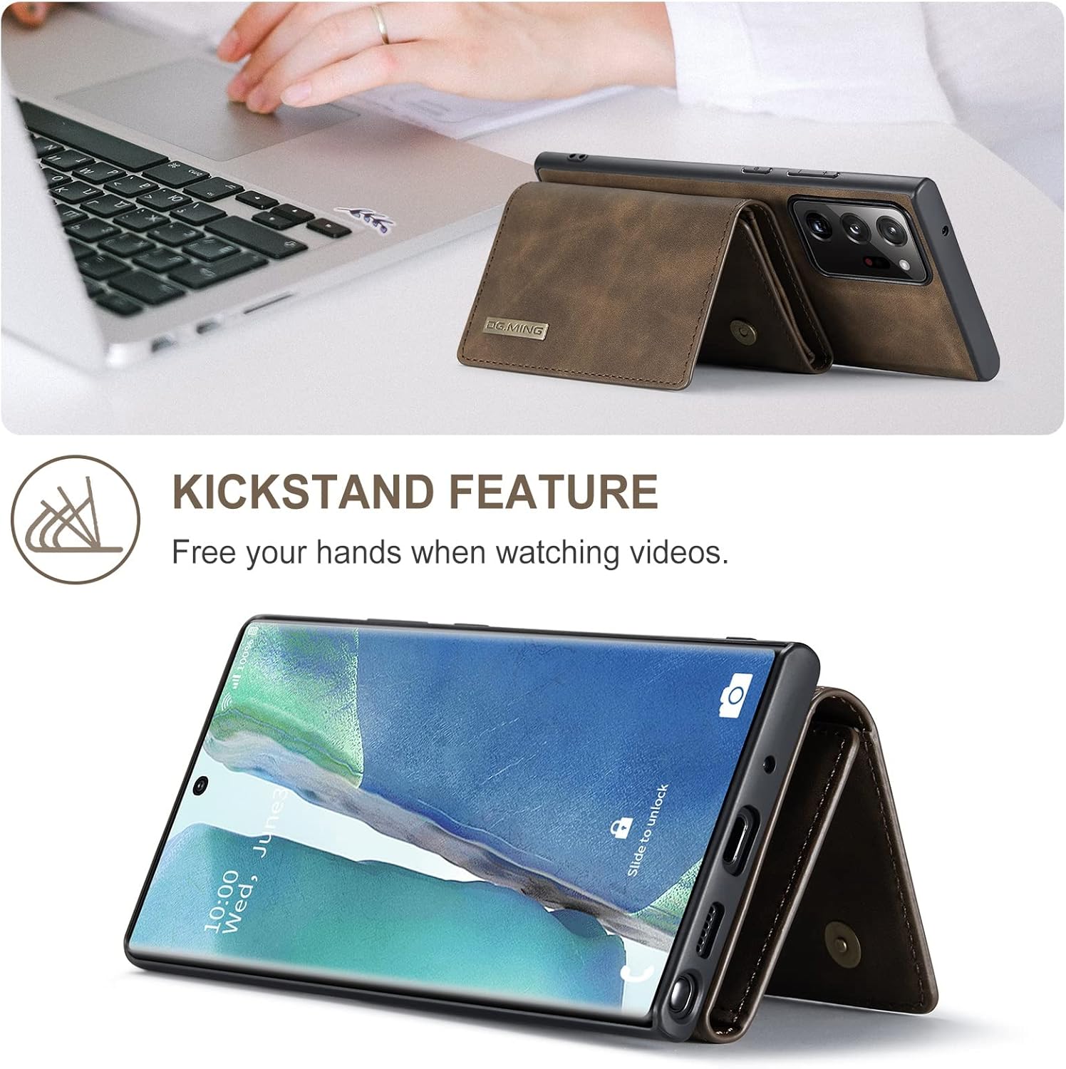 2 in 1 Magnetic Detachable Wallet Cover Case for Samsung Galaxy Note20 Ultra, Slim Leather Case with Removable Tri-fold Wallet Credit Card Cash Holder
