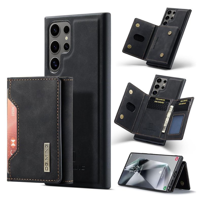 2 in 1 Magnetic Detachable Wallet Cover Case for Samsung Galaxy S24 Ultra, Slim Leather Case with Removable Tri-fold Wallet Credit Card Cash Holder