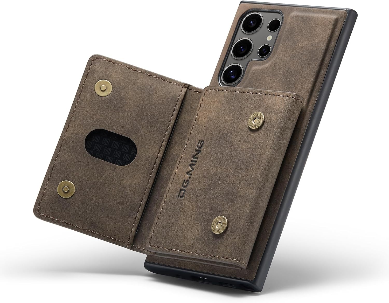 2 in 1 Magnetic Detachable Wallet Cover Case for Samsung Galaxy S24 Ultra, Slim Leather Case with Removable Tri-fold Wallet Credit Card Cash Holder