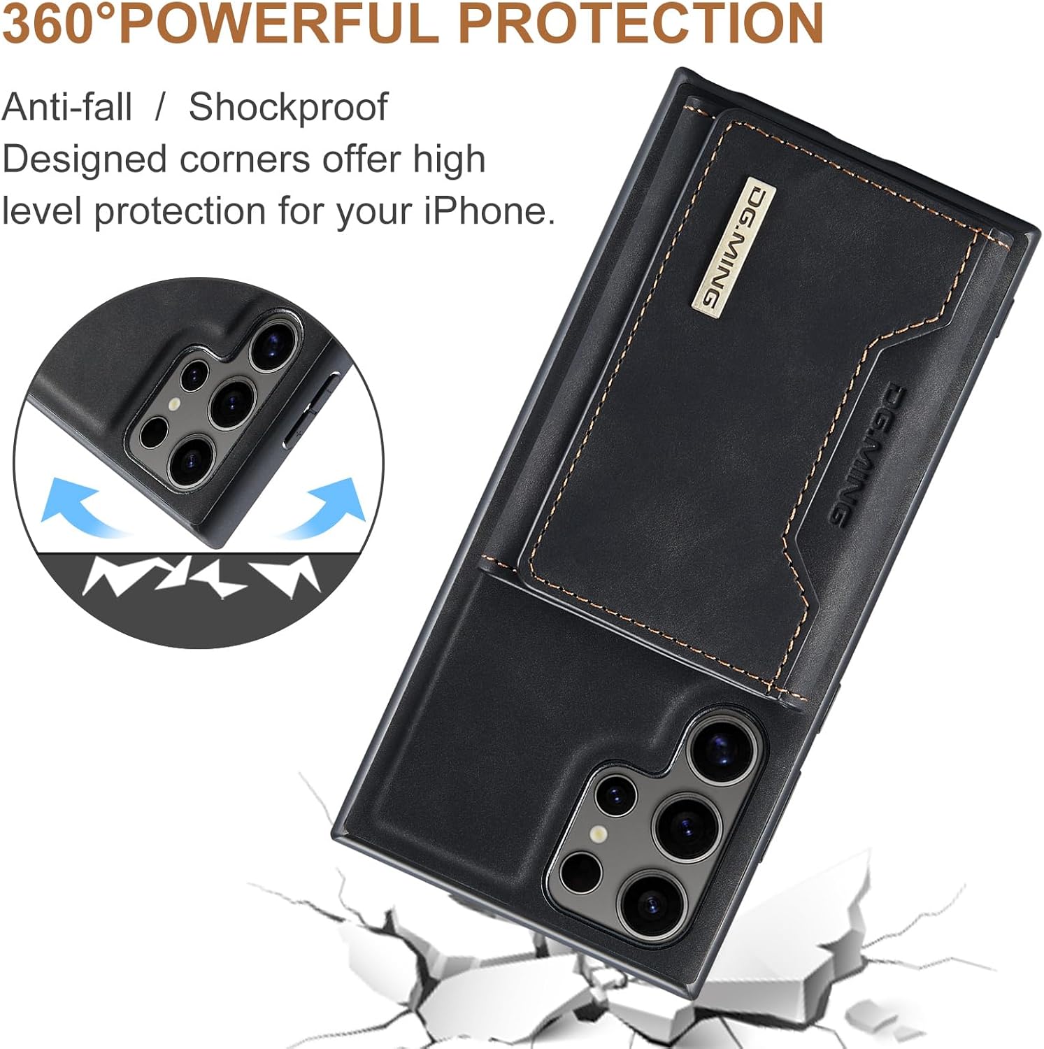 2 in 1 Magnetic Detachable Wallet Cover Case for Samsung Galaxy S24 Ultra, Slim Leather Case with Removable Tri-fold Wallet Credit Card Cash Holder