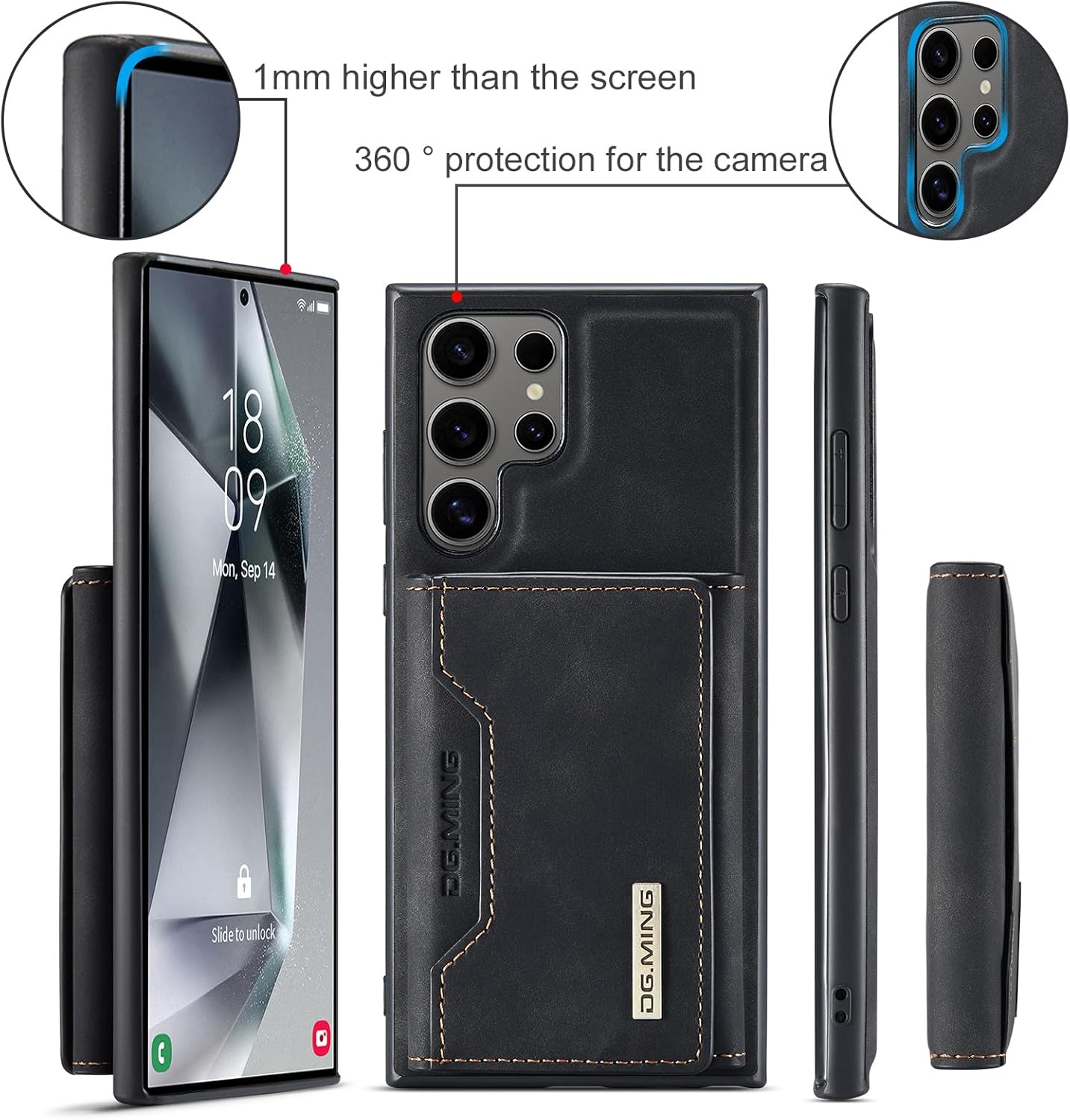 2 in 1 Magnetic Detachable Wallet Cover Case for Samsung Galaxy S24 Ultra, Slim Leather Case with Removable Tri-fold Wallet Credit Card Cash Holder