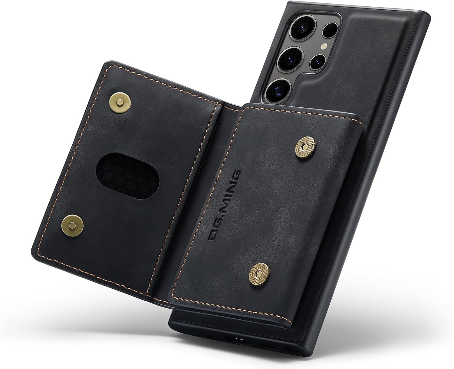2 in 1 Magnetic Detachable Wallet Cover Case for Samsung Galaxy S24 Ultra, Slim Leather Case with Removable Tri-fold Wallet Credit Card Cash Holder