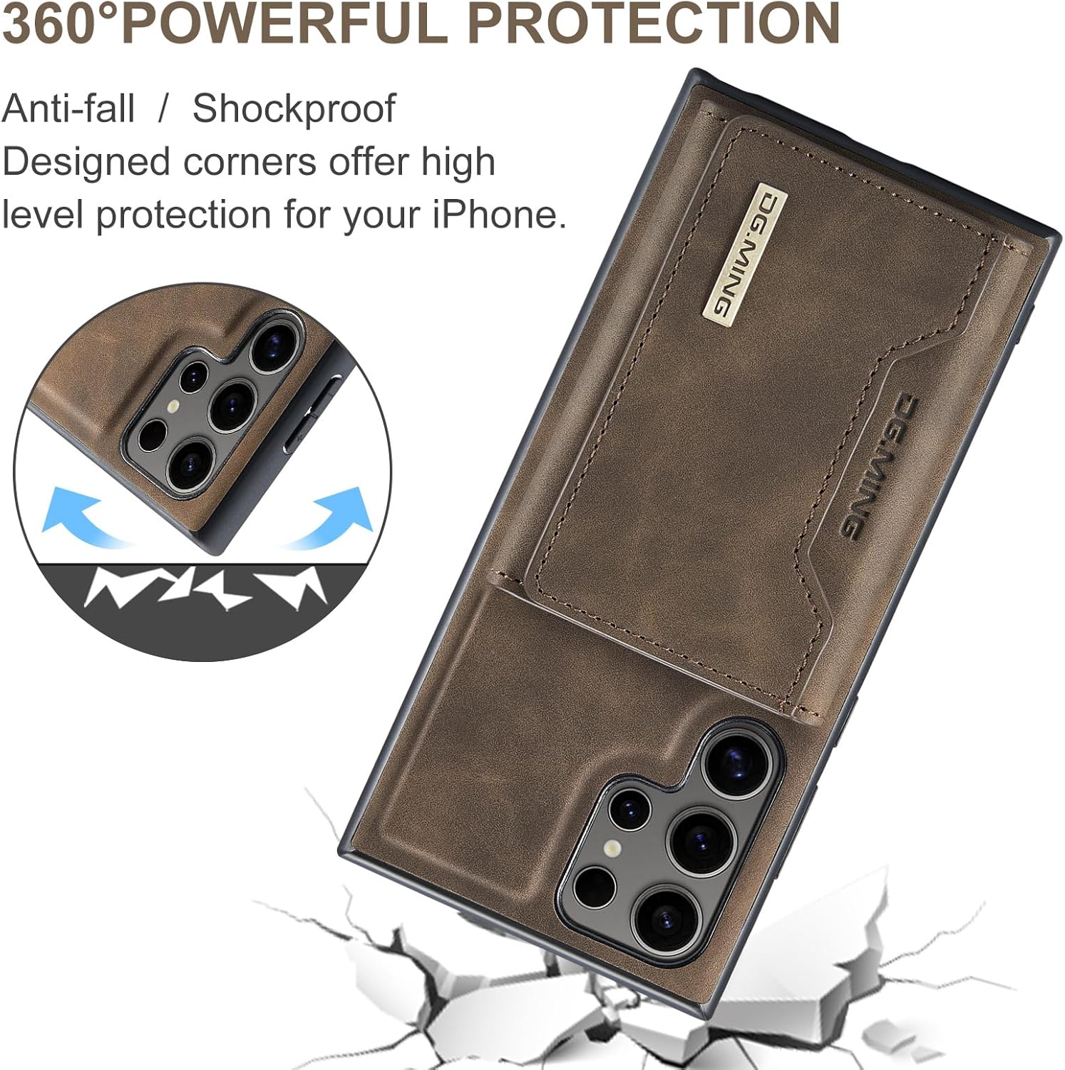 2 in 1 Magnetic Detachable Wallet Cover Case for Samsung Galaxy S24 Ultra, Slim Leather Case with Removable Tri-fold Wallet Credit Card Cash Holder