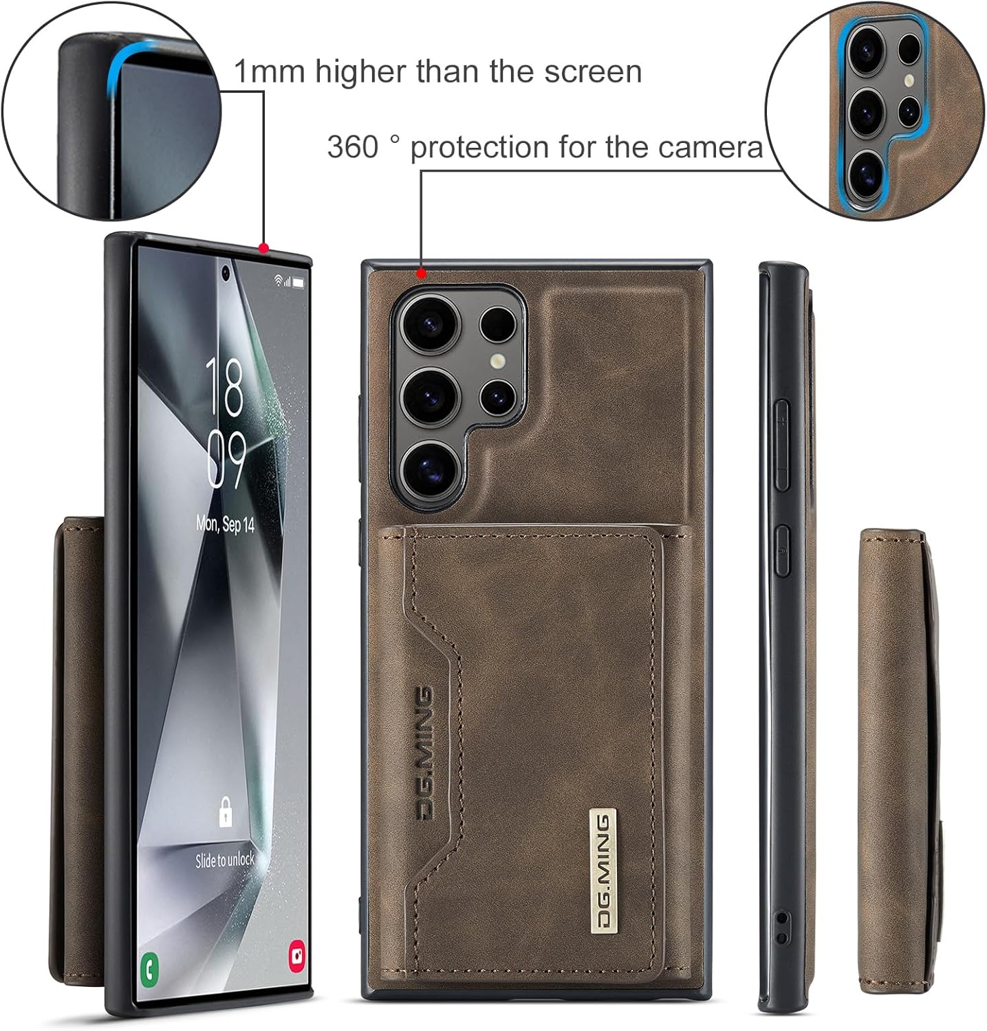 2 in 1 Magnetic Detachable Wallet Cover Case for Samsung Galaxy S24 Ultra, Slim Leather Case with Removable Tri-fold Wallet Credit Card Cash Holder