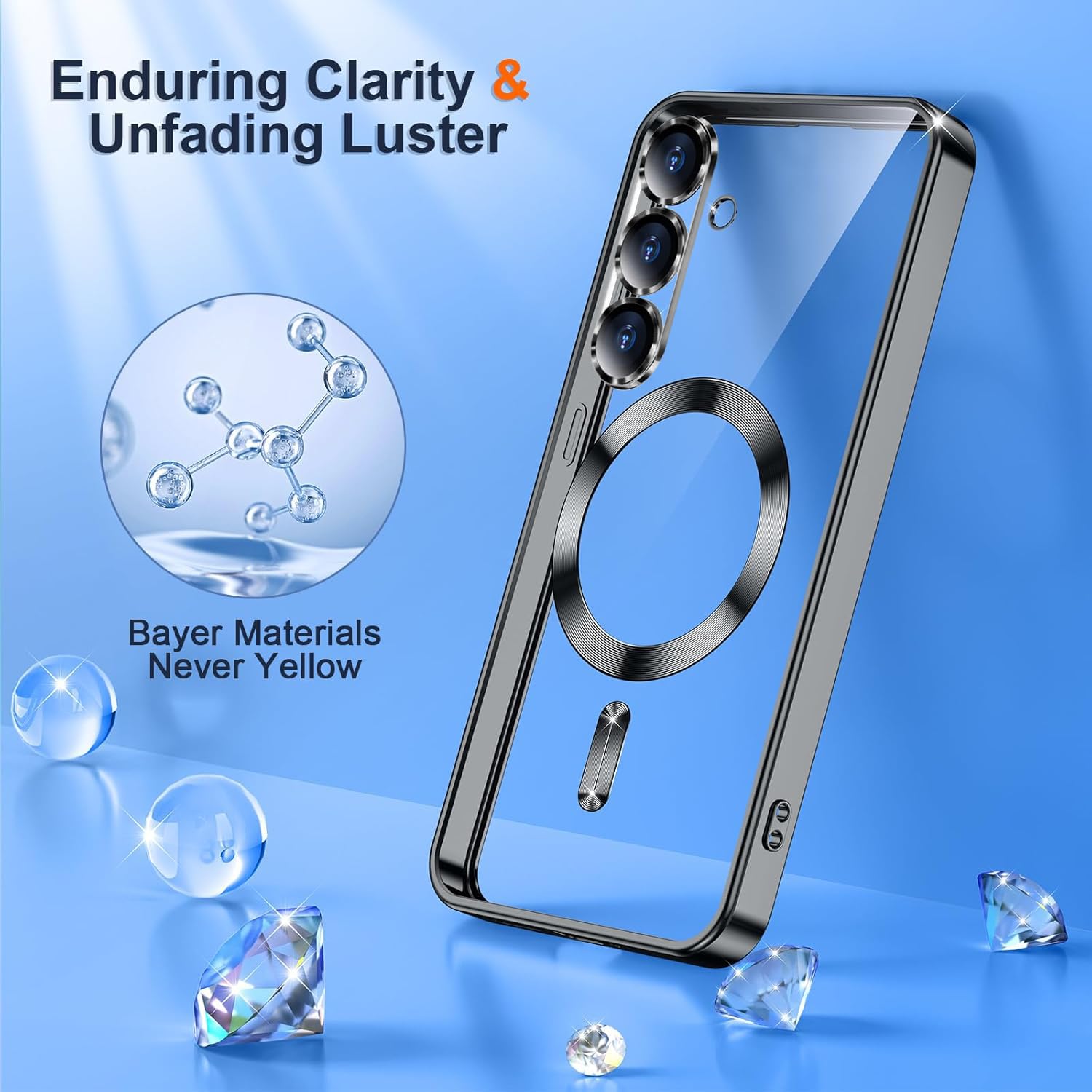 Electroplated Glossy Clear Slim Case Cover with Magnet compatible with Magsafe for Supporting Wireless Charging for Samsung Galaxy A36