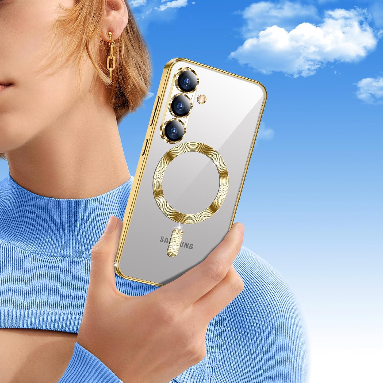 Electroplated Glossy Clear Slim Case Cover with Magnet compatible with Magsafe for Supporting Wireless Charging for Samsung Galaxy A36