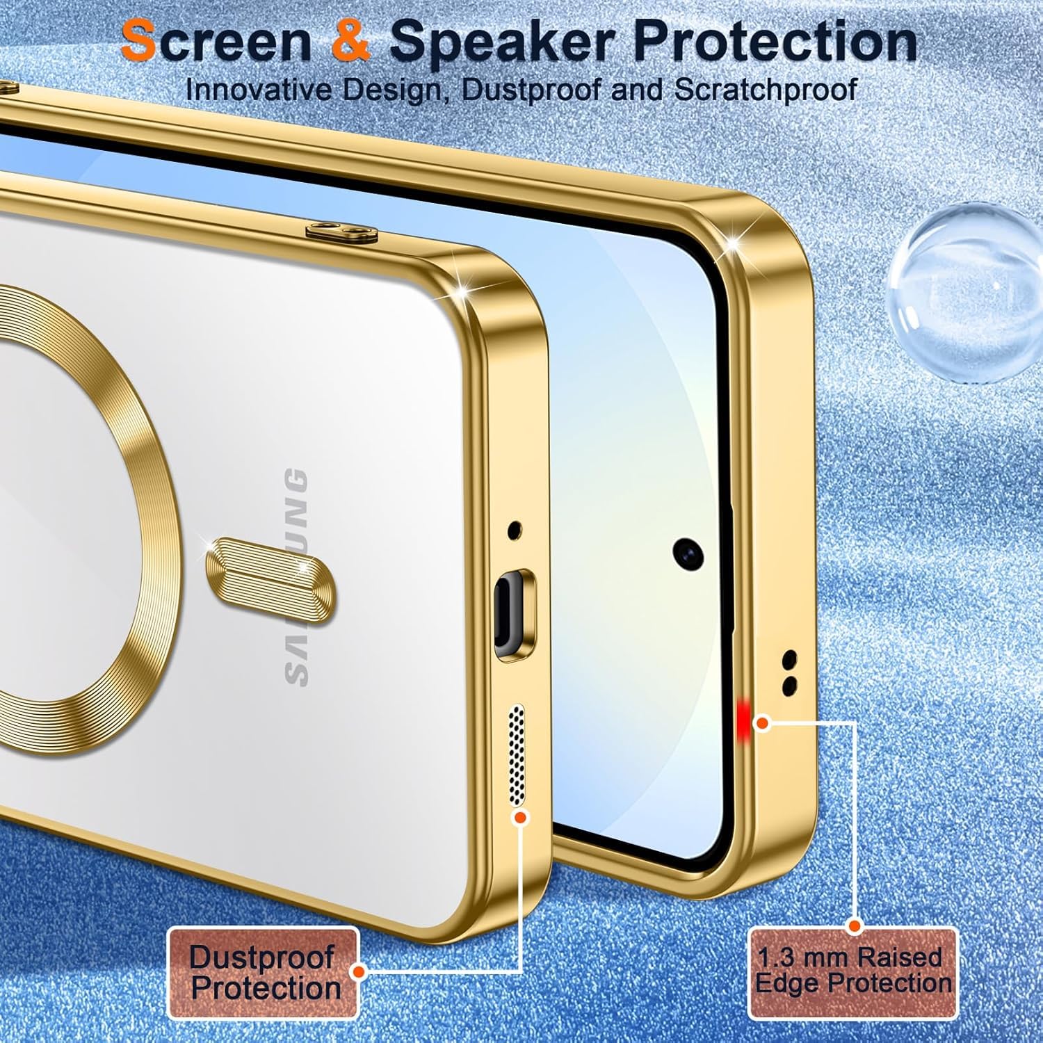 Electroplated Glossy Clear Slim Case Cover with Magnet compatible with Magsafe for Supporting Wireless Charging for Samsung Galaxy A36