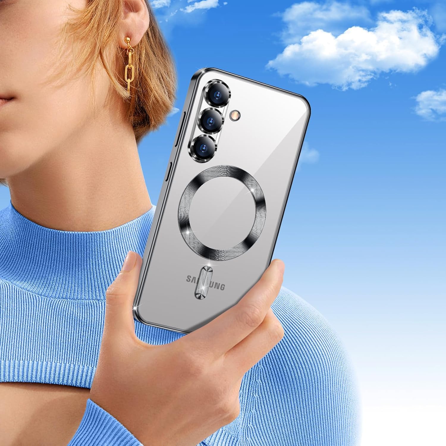 Electroplated Glossy Clear Slim Case Cover with Magnet compatible with Magsafe for Supporting Wireless Charging for Samsung Galaxy A36