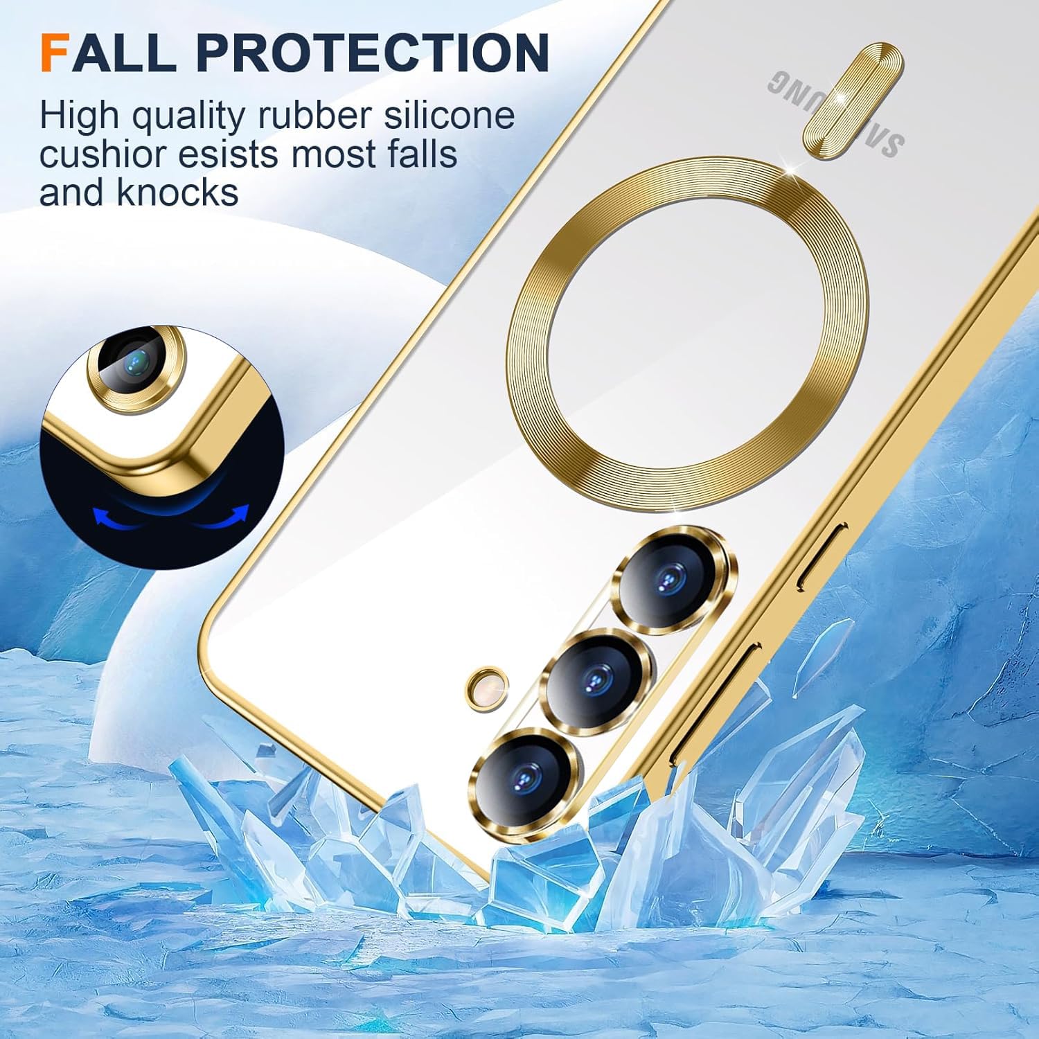 Electroplated Glossy Clear Slim Case Cover with Magnet compatible with Magsafe for Supporting Wireless Charging for Samsung Galaxy A36