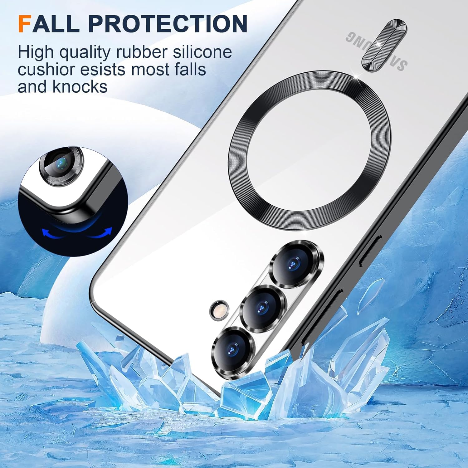 Electroplated Glossy Clear Slim Case Cover with Magnet compatible with Magsafe for Supporting Wireless Charging for Samsung Galaxy A36