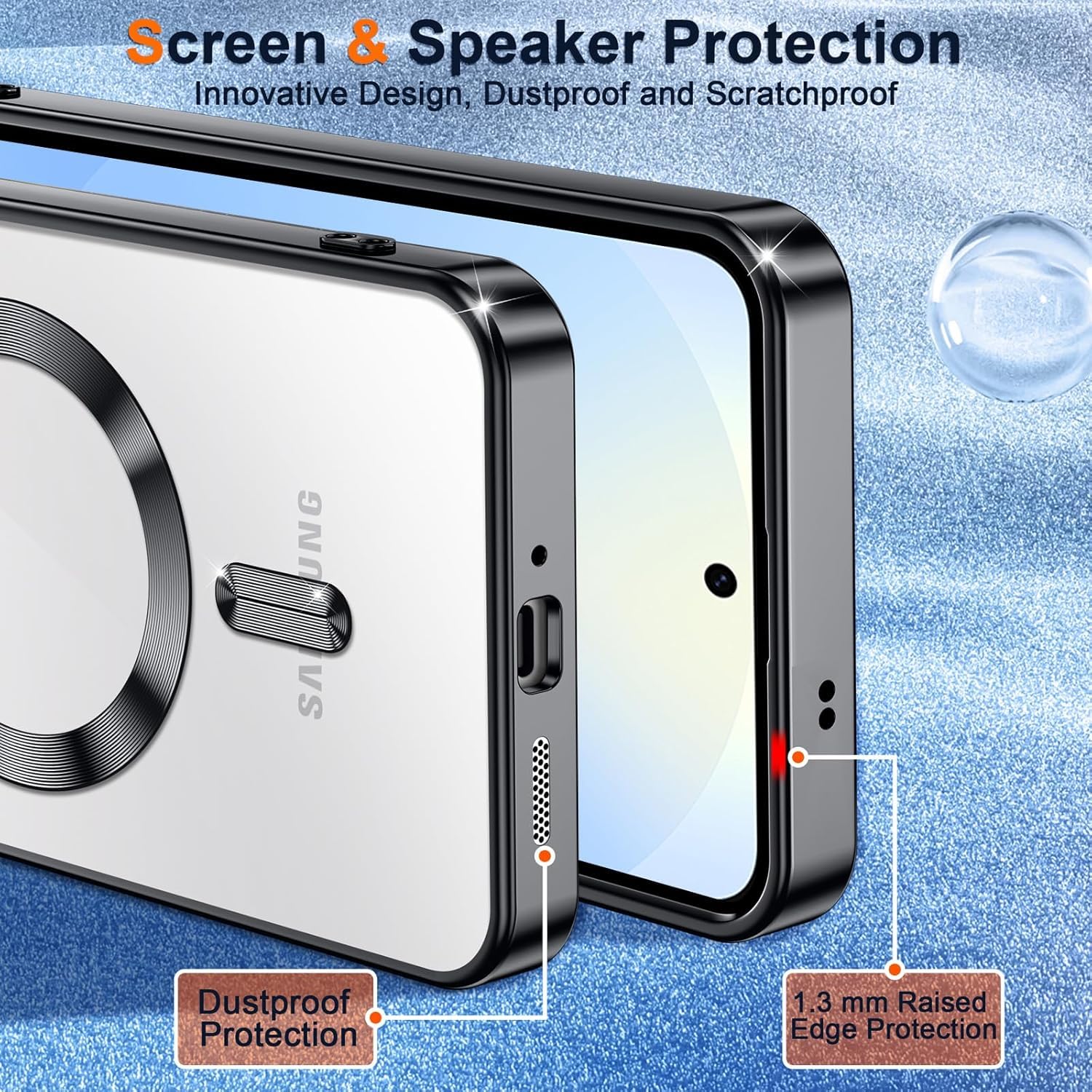 Electroplated Glossy Clear Slim Case Cover with Magnet compatible with Magsafe for Supporting Wireless Charging for Samsung Galaxy A36