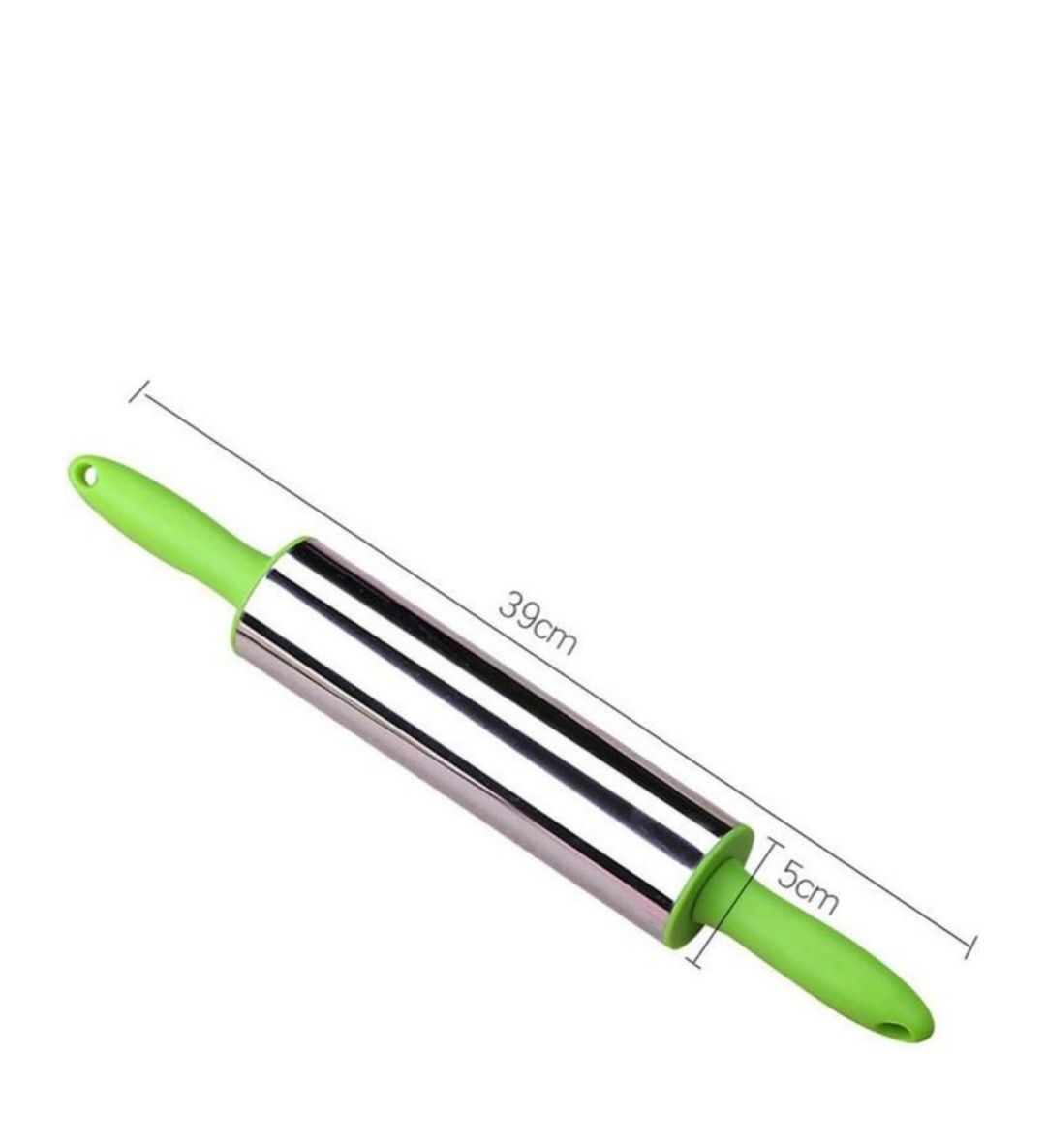 Stainless steel rolling pin with plastic handle