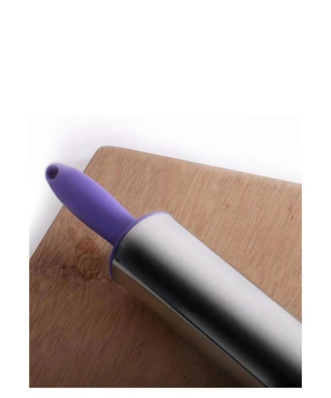 Stainless steel rolling pin with plastic handle