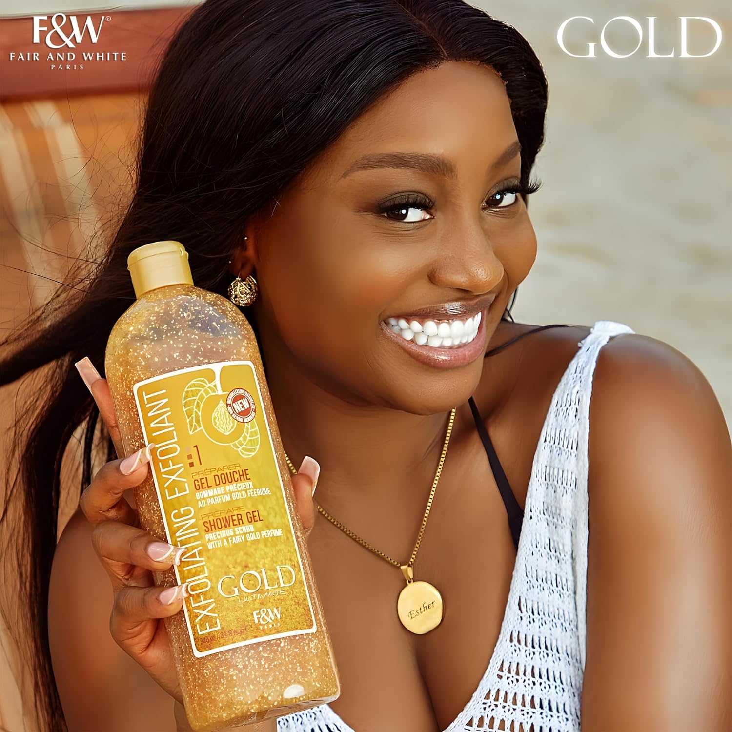 Fair and White Gold Exfoliating Shower Gel Exfoliates and Cleanses skin, Leaving it Radiant and Even-Tone Get Beautiful, Soft Skin Like Never Before Body Wash