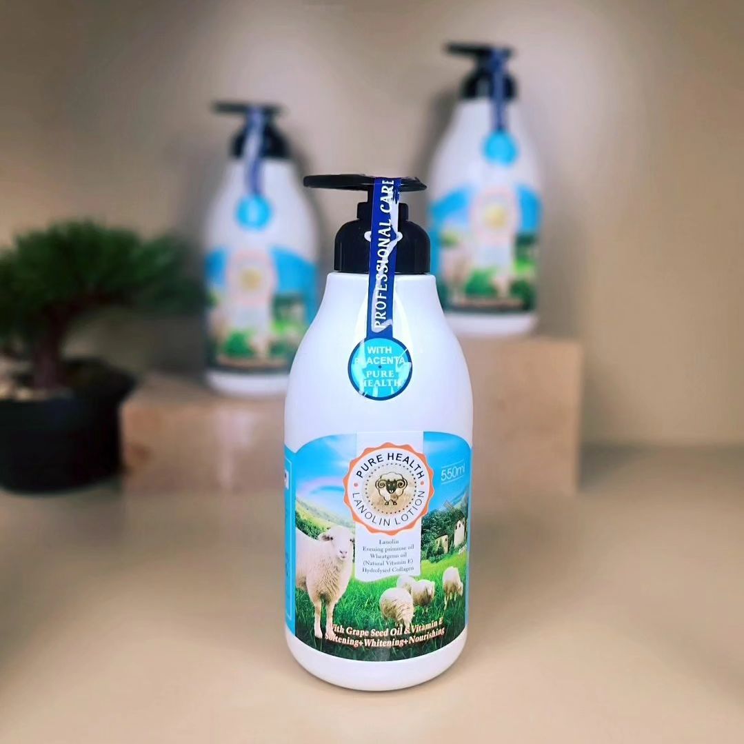Fruit Of The Wokali Goat Milk Pure Health Lanolin Whitening Lotion -550ml Moisturizing, Nourishing The Skin Revitalizes the Skin Ideal for Oily and Acne-prone to Combination 500ml