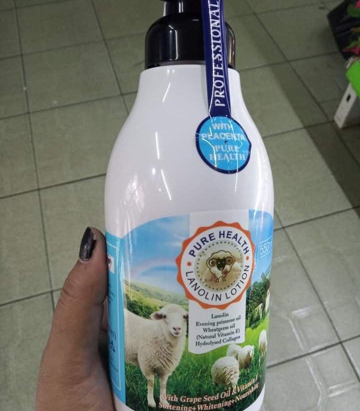 Fruit Of The Wokali Goat Milk Pure Health Lanolin Whitening Lotion -550ml Moisturizing, Nourishing The Skin Revitalizes the Skin Ideal for Oily and Acne-prone to Combination 500ml