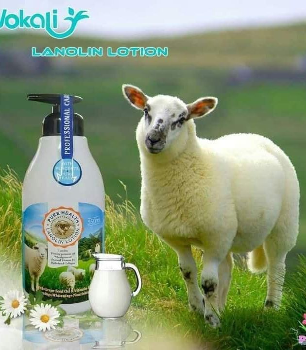 Fruit Of The Wokali Goat Milk Pure Health Lanolin Whitening Lotion -550ml Moisturizing, Nourishing The Skin Revitalizes the Skin Ideal for Oily and Acne-prone to Combination 500ml
