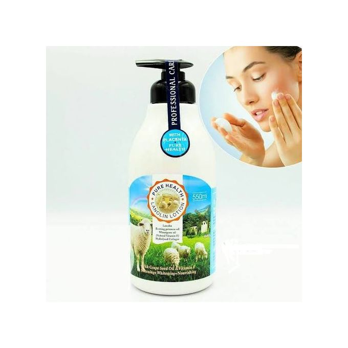 Fruit Of The Wokali Goat Milk Pure Health Lanolin Whitening Lotion -550ml Moisturizing, Nourishing The Skin Revitalizes the Skin Ideal for Oily and Acne-prone to Combination 500ml
